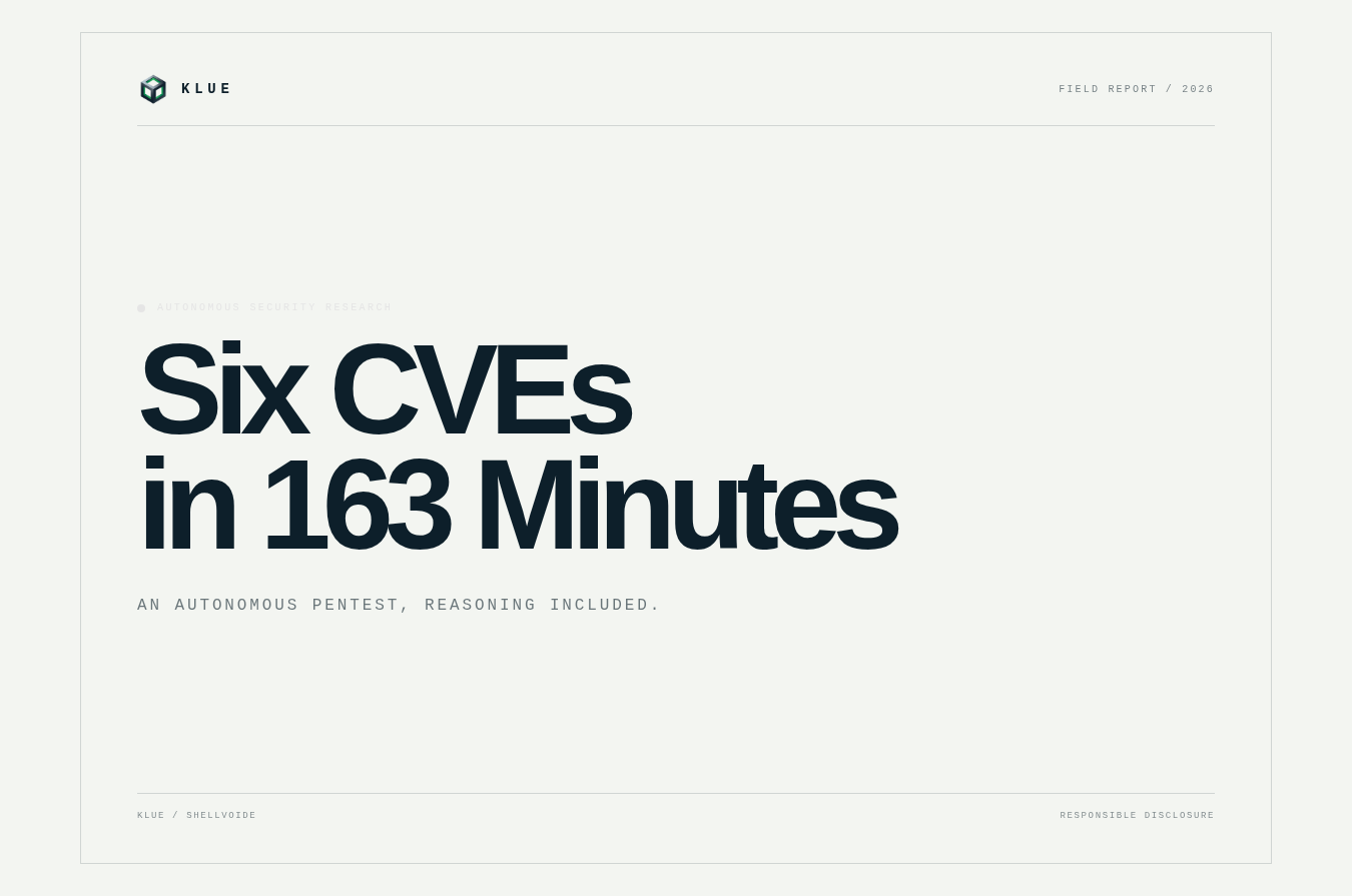 Six CVEs in 163 Minutes: An Autonomous Pentest, Reasoning Included